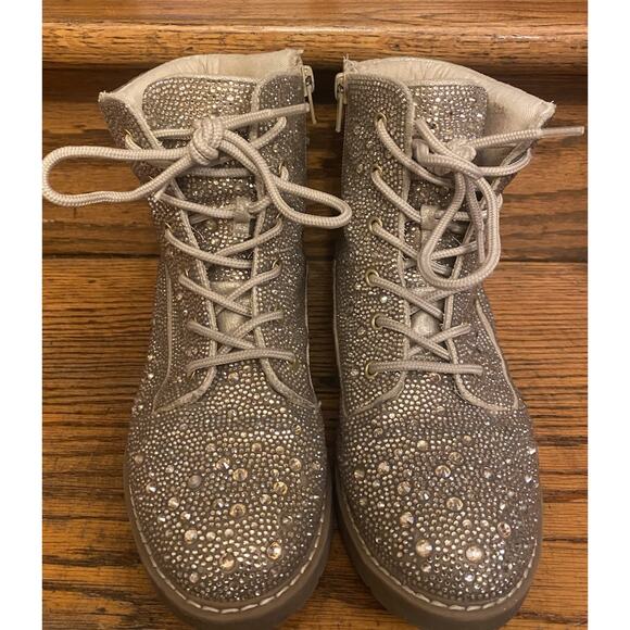 Betsy Johnson Hudson Combat Boots Women’s 5M Rhinestones Zip - Picture 2 of 8